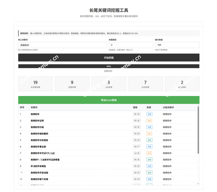 SEO长尾关键词长尾词优化工具网页源码