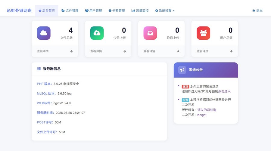 最新二开版彩虹外链网盘源码，基于彩虹外链网盘二次开发