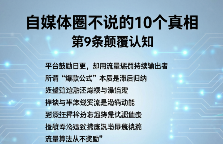 自媒体圈不说的10个真相，第9条颠覆认知