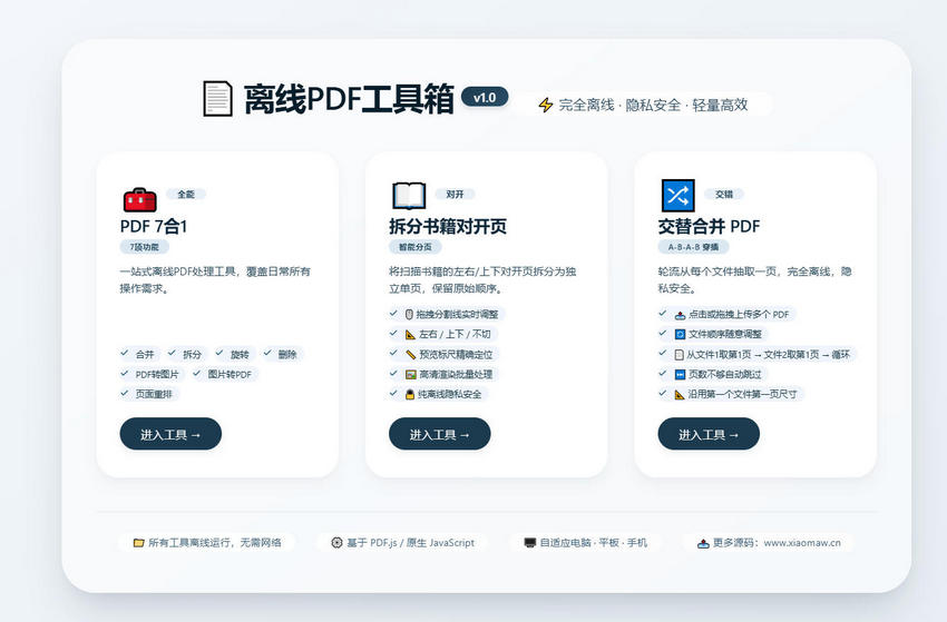 离线PDF工具箱HTML网页源码