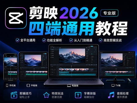 剪映2026专业版四端通用教程 - 自媒体剪辑必备