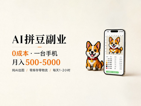 AI 拼豆副业：0 成本喂饭教程（附图纸提示词）
