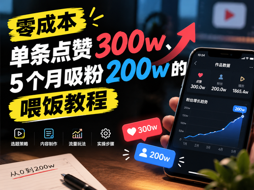 零成本单条点赞 300w、5 个月吸粉 200w 的 喂饭教程