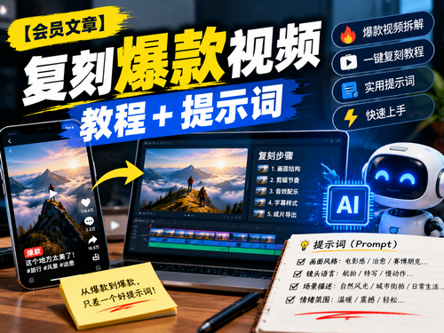 【会员文章】复刻爆款视频教程+提示词