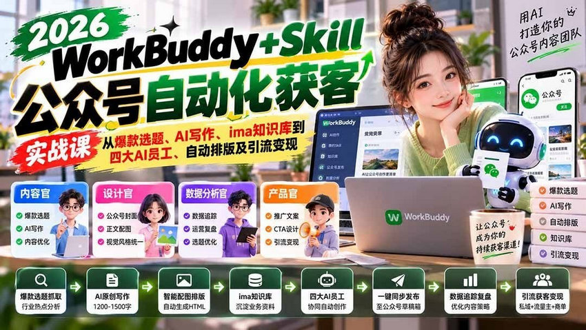 WorkBuddy + Skill公众号自动化获客实战课
