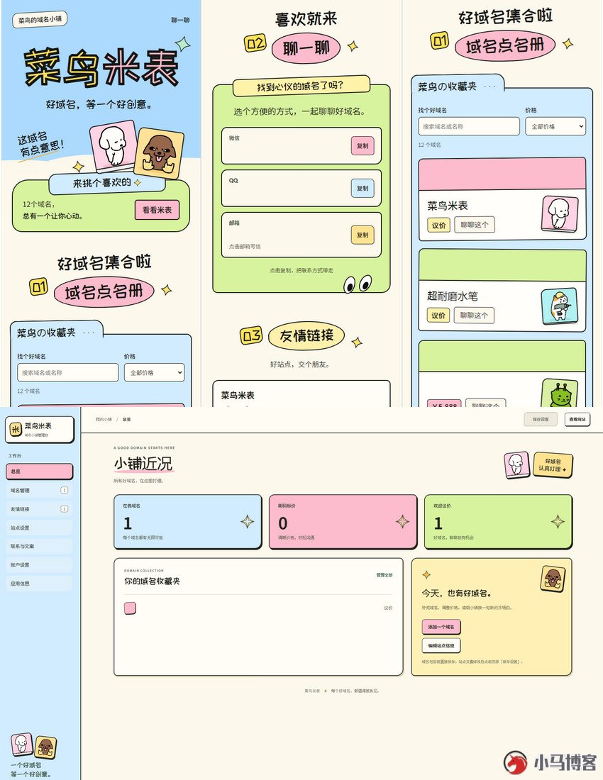 菜鸟米表域名展示系统源码：全开源带后台
